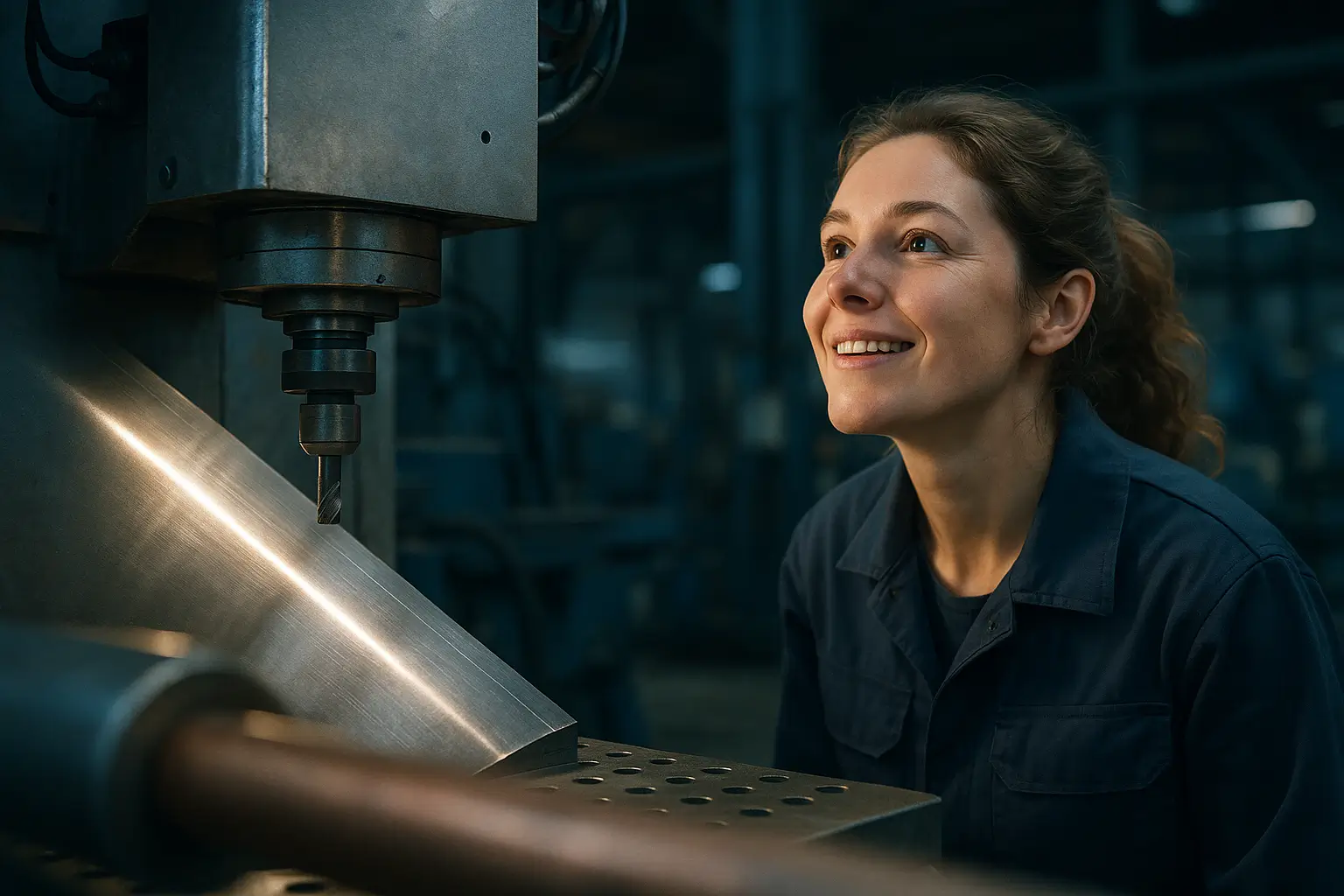 технолог наблюдает за станком
